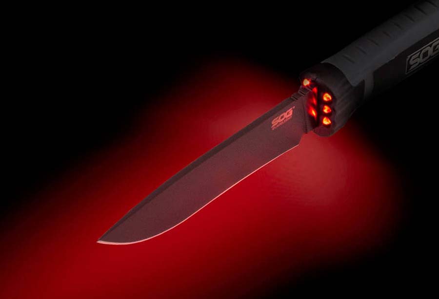 SOG Tactical Knife with Red LEDs