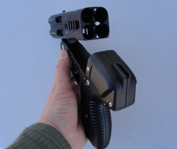 The JPX4 opened to expose the barrels for loading or unloading.