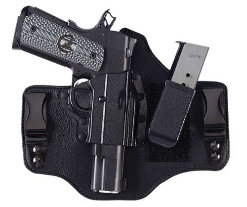 The Galco KingTuk 2, combines premium steer hide and Kydex, with the addition of a magazine pocket.