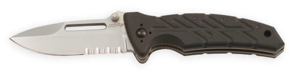 The Ontario Knife Company (OKC) XM-1S has both a razor and serrated blade.