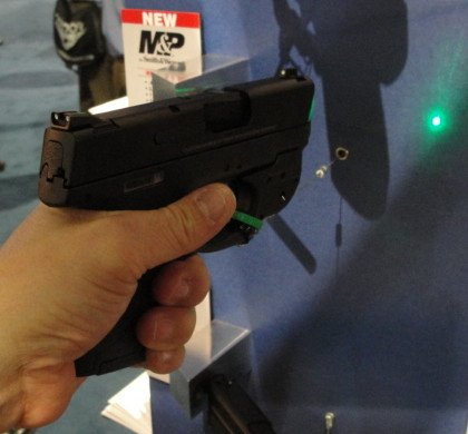 The Crimson Trace Green Laser provides a very bright aiming point.