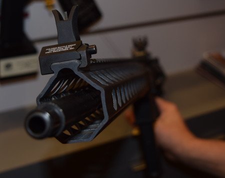 Troy BattleSights are standard, another look at the TRX3 Revolution hand guard.