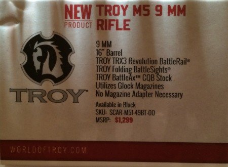 The SHOT Show floor tag, let's hope the M5 will be available soon.