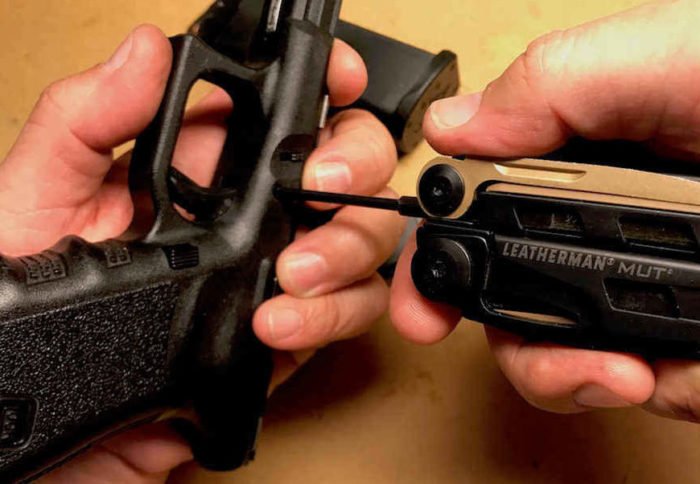 Using the Leatherman MUT to disassemble a Glock pistol